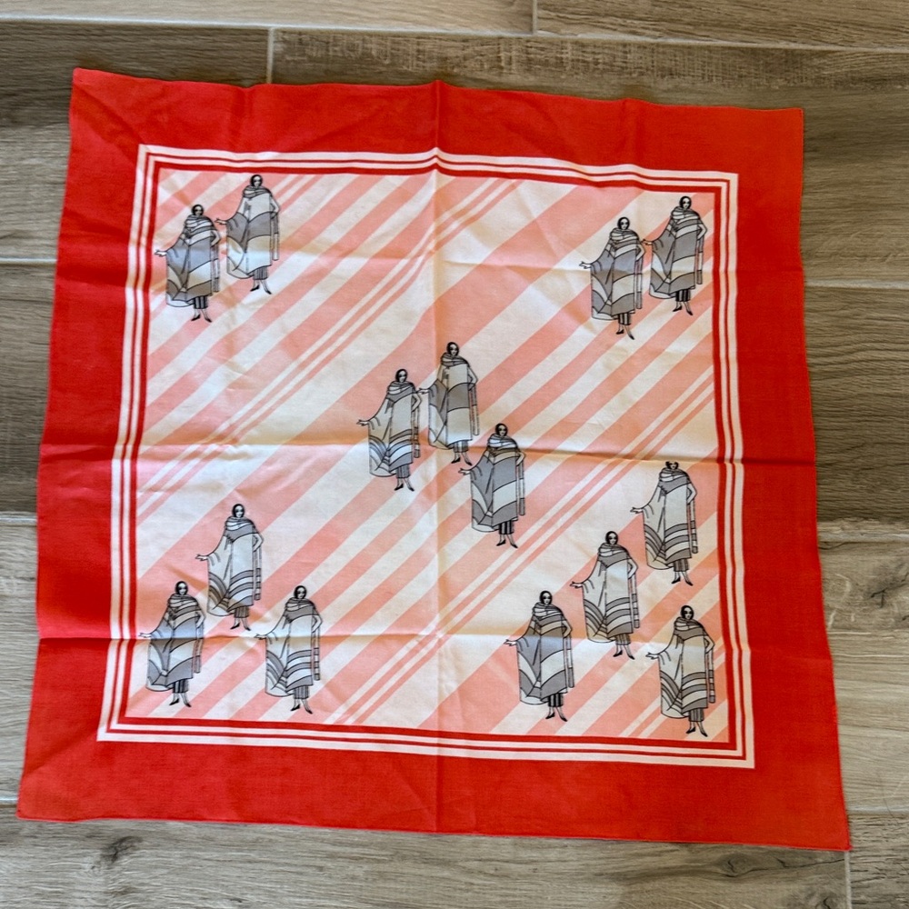 Vintage Square Scarf Art Deco Ladies Fashion Print